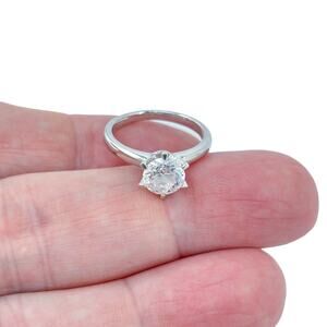 Estate Sterling Silver 925 Cubic Zirconia Solitaire Engagement Ring Size 6